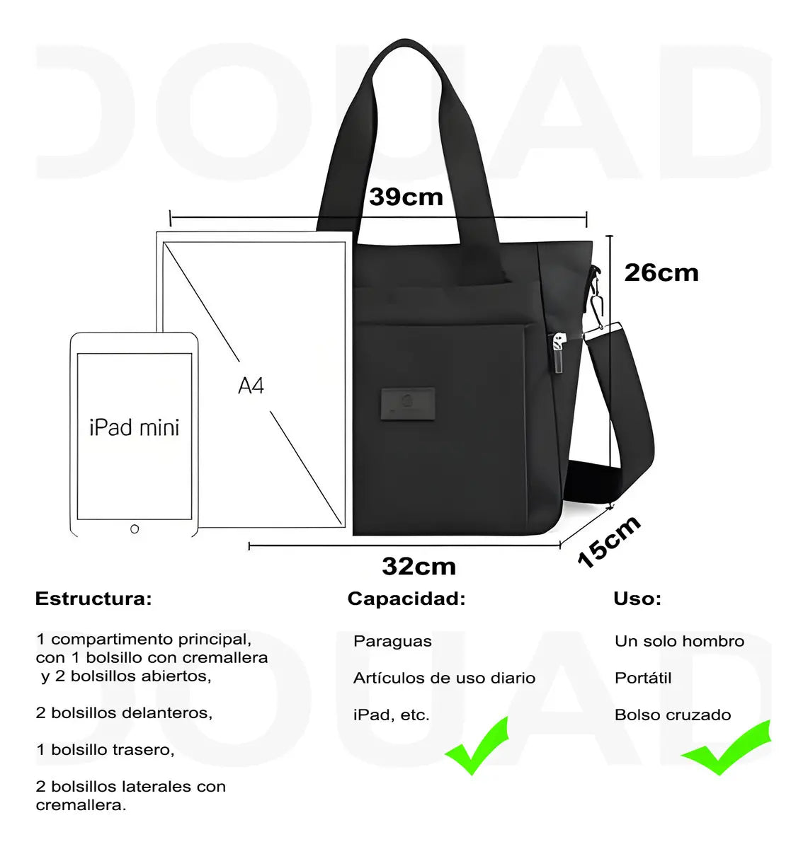 Bolso Funcional Verali 360™ | Tote Bag Gran Capacidad